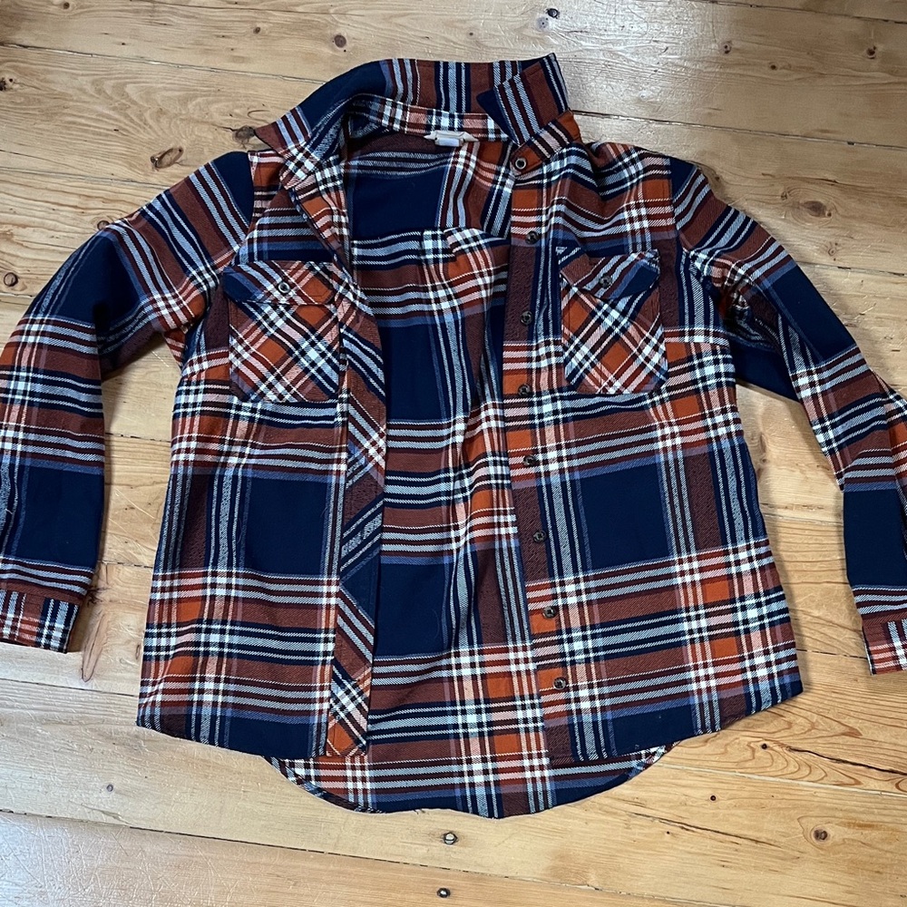 Duluth Women’s Plaid Flannel Orange/Navy M